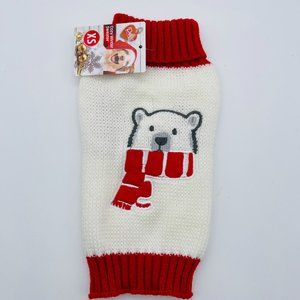 Dog Sweater polar bear XS white red 8"